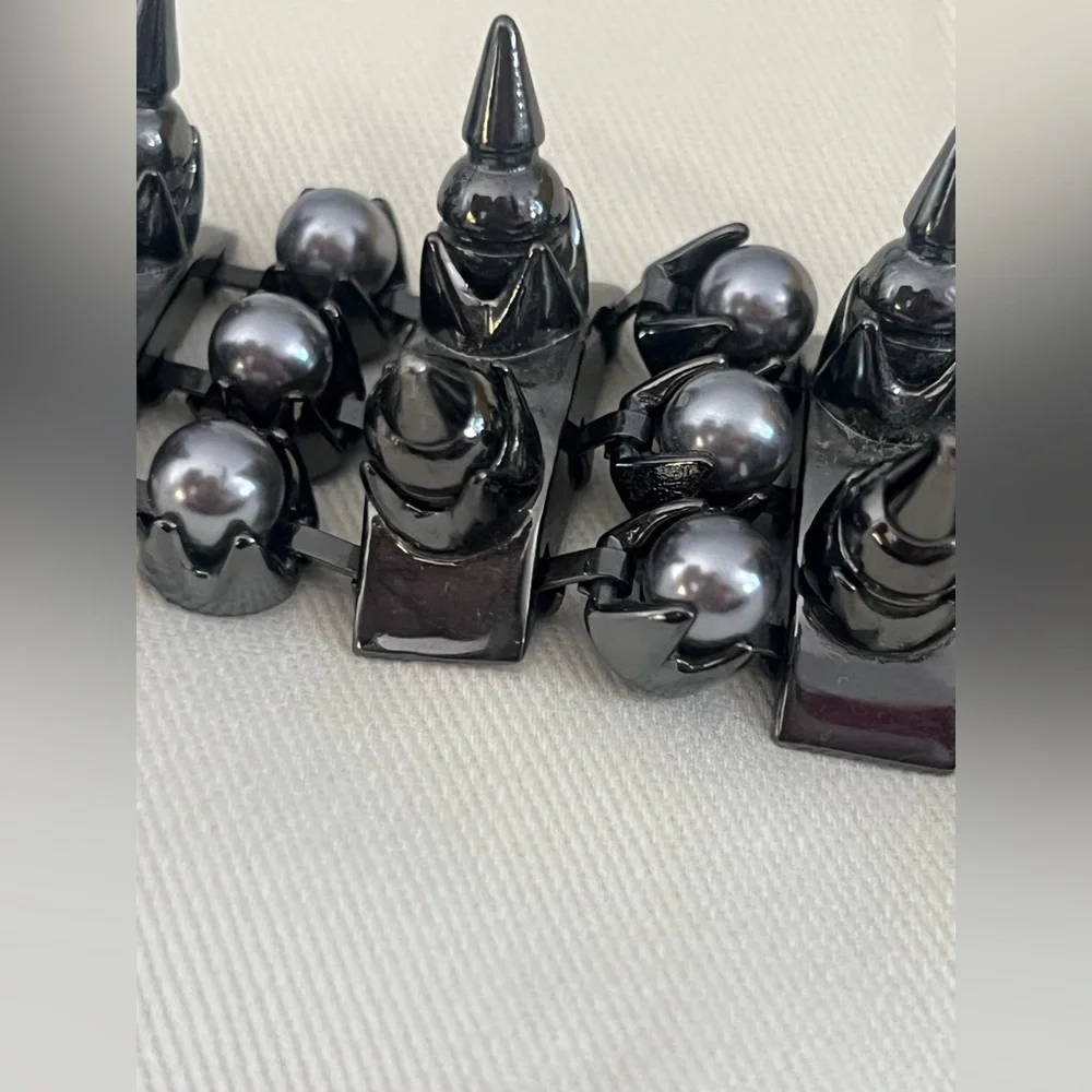 All Saints Haematite Drexel Spike Pearl Bracelet Haematite 8.25” - Picture 7 of 7